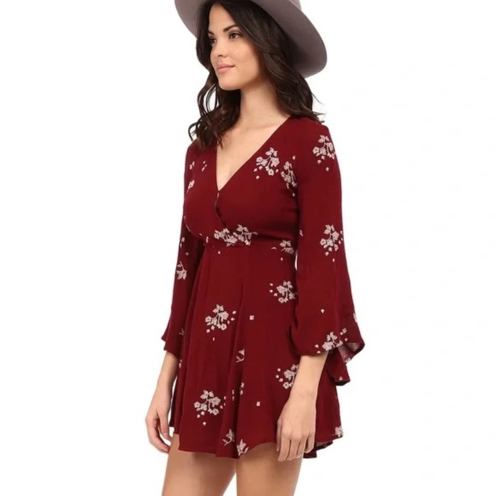 Free People Jasmine Dress Maroon Size 6 Boho